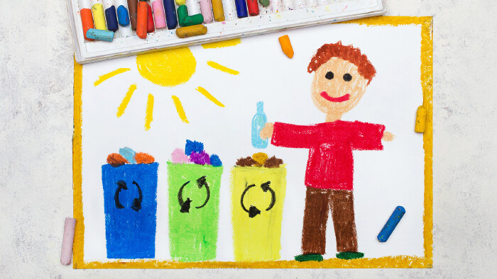 © czarny_bez, stock.adobe.com Kinderzeichnung zur Mülltrennung